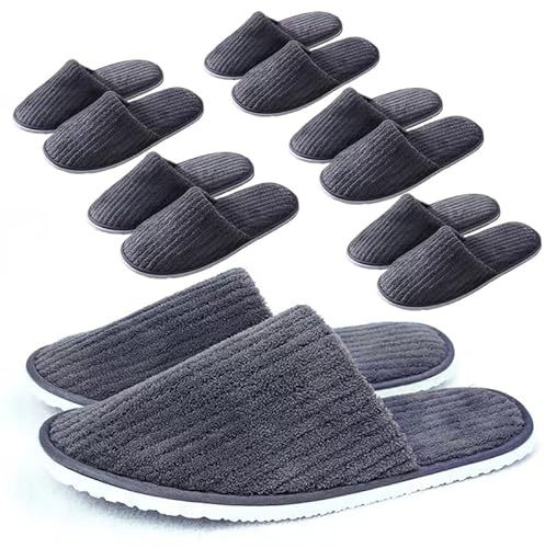 6/10/12 paia di pantofole da spa per ospiti, lavabili e riutilizzabili, pantofole usa e getta per donne e uomini, in pile jacquard, design a punta chiusa, per hotel, bagno, camera da letto, matrimoni