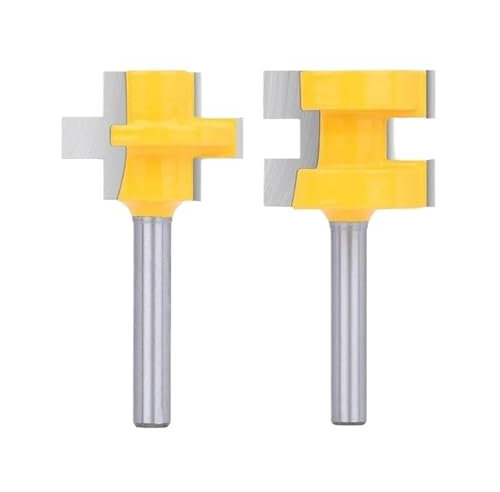 Fresa para plantillas de ranuras en V, Juego de 2 unids/set de brocas enrutadoras de lengüeta y ranura combinadas, herramienta de fresado con vástago de 6mm, 8mm y 12,7mm(6mm)