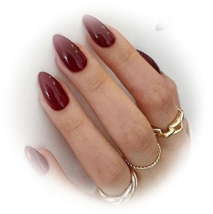 WUMZIRA 30 Pièces Presses Ongles Rouge Marron Ovale Faux Amande Colle
