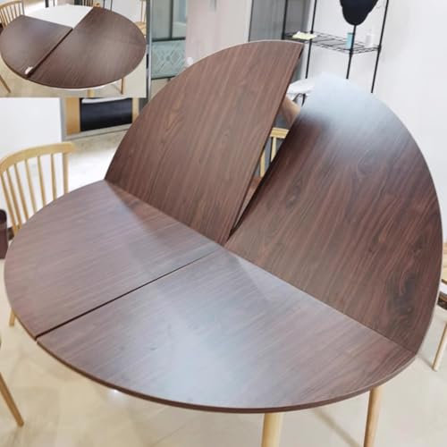 Grande table de salle à manger ronde en bois couleur noyer 130 cm de diamètre pour cuisine, salle à manger et réunions de famille