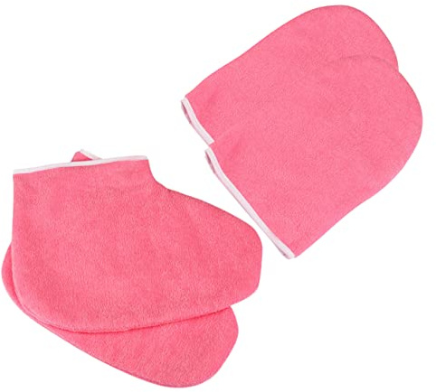 FOMIYES Set 1 Coppia Guanti e Copripiedi in Paraffina per Terapia al Caldo, Accessori per Bagno di Cera Professionale, Idratante per Mani e Piedi, per Spa e Uso Domestico
