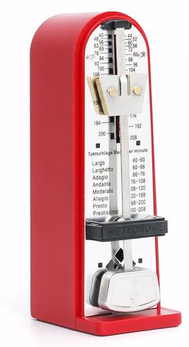 Metrónomo mecánico Metrónomo de metal ajustable y preciso con escala clara Sonido fuerte Metrónomo de color rojo para guitarra, piano, violín y más Metrónomo para piano Metrónomo Metrónomo para guitar