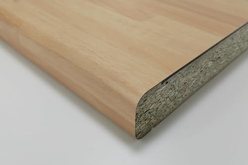 Top Per Cucina Piano Cottura In Laminato Stratificato HPL sp mm 38 x 2900 x 600 - VARI COLORI (FAGGIO LAMELLARE, CM. 290X60)