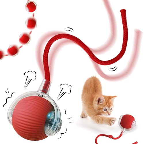 NHYDZSZ Interaktives Katzenspielzeug Katzenball, Katzenspielzeug Selbstbeschäftigung, katzenspielzeug Elektrisch mit USB, DREI Arbeitsmodi, 360° Rolling Smart Ball für Katzen