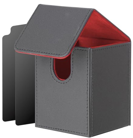 ECOSEAO Caja de Mazo para MTG, Caja de Cartas para 100+ Cartas, Magnetic Flip Deck Box con 2 Divider, Cajas Deck para TCG Yu-Gi-Oh! Cards(Negro-rojo)