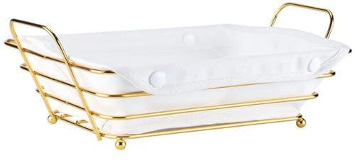 Abbdbd Corbeille À Pain pour Le Service, Corbeille À Pain De Table avec Doublure en Tissu Amovible, Panier De Service De Cuisine en Fer, Récipient De Rangement pour Bols À Fruits