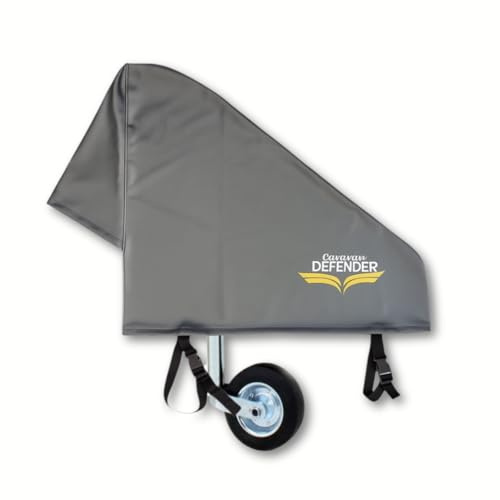 Caravan Defender Tow Hitch Cover Vinyl Universal Towing Accessories Protector Waterproof Trailer Covers PVC with Straps (Vinyl- Silver)