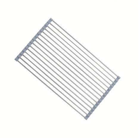 Roll up Dish Drying Rack, Kitchen Dish Rack, Stainless Steel Sink Drying Rack, Foldable Dish Drain(Light Grey)