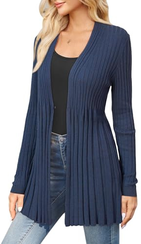 Arach&Cloz Cardigan pour Femme, Long Cardigan Cascade en Laine mélangée, Manches Longues, col en V, Manteau tricoté avec Bouton