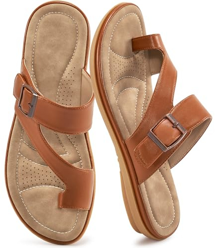 Ablanczoom Womens Sandals Summer Comfortable Dressy Flat Slides 2026 - Ladies Orthopedic Casual Walking Sandal