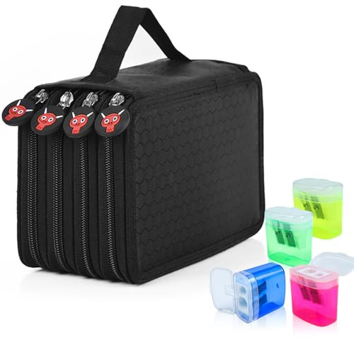 SENLINLIN Estuche 4 Compartimentos, Estuche de Lápices Plumier Escolar, Gran Capacidad para Estudiantes, Ideal como Excelente Regalo para Mujeres, Hombres, Niños, Estudiantes y Artistas