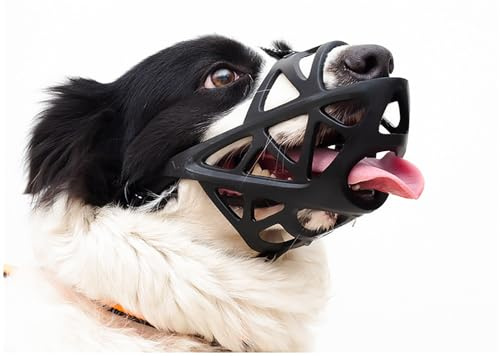 Soft Elastic Dog Muzzle for Small, Medium, Large and Extra Large Dogs, Allows Panting and Drinking, Breathable, Adjustable Ring Pet Muzzle for German Shepherds, Huskies, Labrador Retrievers