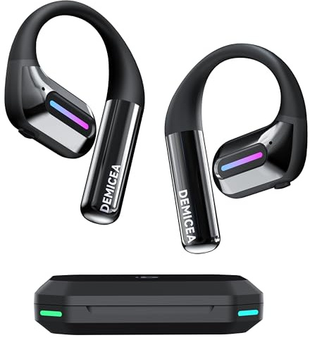 DEMICEA Bone Conduction Headphones with Vibrant RGB Lights, Open-Ear Headphones 30H Playtime, IP68. Ideal for Night Running and Cycling