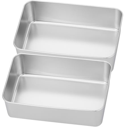 JECOMPRIS 2 pezzi Teglia per Torte in Acciaio Inossidabile Stampi Quadrati per Tiramisu e Dolci Resistente e Facile da Pulire Multiuso per Forno e Servizio