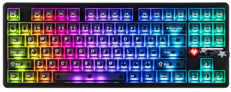 MechLands Aula F87 PRO V2 Wireless Gaming Keyboard with 10000mAh Battery, 8K Polling, SOCD/MT/TGL, BT/2.4GHz/Wired, Hot Swap TKL Mechanical Keyboard with Creamy Gasket, RGB Backlit (Black Transparent)
