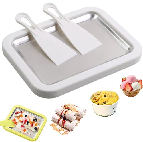 Rolled Ice Cream Maker Kit, Ice Cream Roll Maker, Includes 2 Spatulas, Manual Operation for Rolled Ice Cream, Sorbet, Frozen Yogurt, Food-Grade Stainless Steel