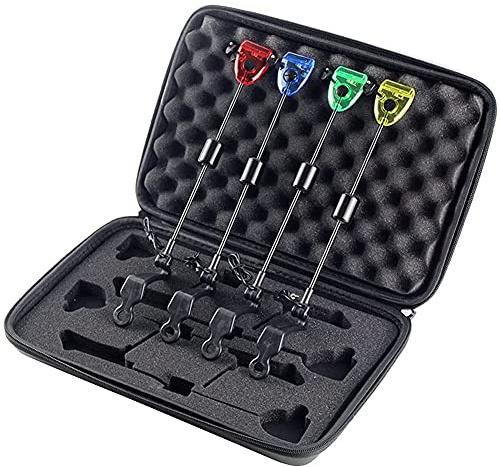 Prterver Juego de 4 Piezas de Pesca de Swingers Indicadores de Alarma de Mordida de Pesca Accesorios de Pesca de Carpa Swinger Iluminados con LED