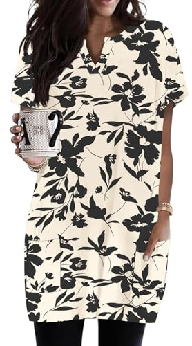 Rapbin Womens Tunic Tops for Leggings Oversized T Shirt with Pockets | Lightweight Breathable Fabric, Soft Comfortable Feel for Summer