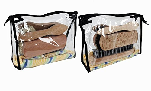 Dies&Das Centini Schuhputz-Set, 8-teilig: 1 Bundeswehr Schuhcreme 125 ml in Schwarz - Braun oder Farblos, 2 Glanz-, 2 Auftrags-, 1 Schmutzbürste, 1 Poliertuch, Klarsichttasche