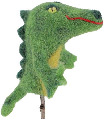 GURU SHOP Handgemachte Fingerpuppe aus Filz - Krokodil, 9x4x3 cm
