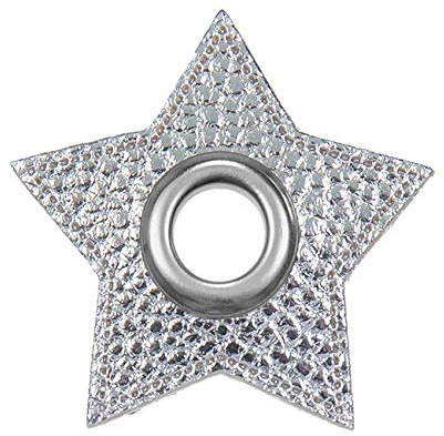 Ösen Patches Lederimitat Stern silber - Preis gilt für 1 Stück