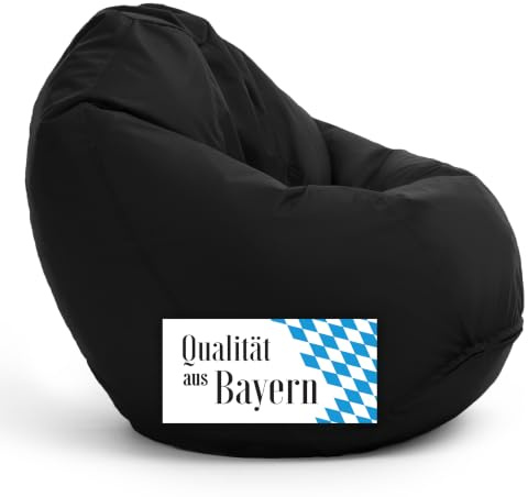 Bruni Classico L Nero – Pouf Sacco XXL, Pouf Poltrona a forma di goccia per soggiorno e camere, Bean Bag interno ed esterno, fodera lavabile, puff per adulti, con imbottitura