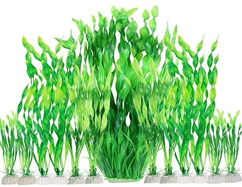 MyLifeUNIT Artificial Aquarium Plants, 13 Pack Plastic Seaweed Water Plants for Fish Tanks (Green)