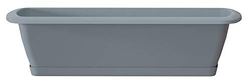 Erhard-Trading Set fioriera ALZIRA + sottovaso, 80 cm, grigio pietra