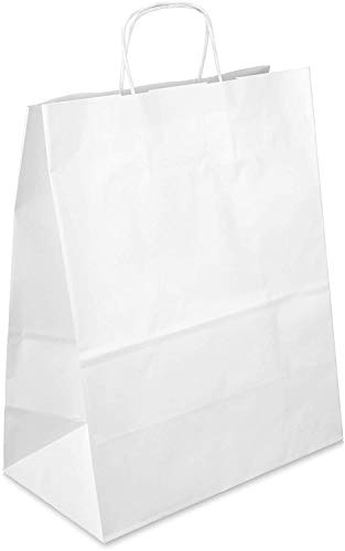 Netuno 20 vita papperspåsar med handtag 30,5 x 34 x 17 cm pappersbärkasse med handtag presentpåse kraftpapperspåse shoppingväska av kraftpapper shoppingpåse papperspåsar presentpåse