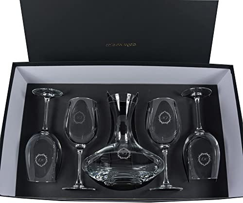 Set personnalisé avec carafe et verres à vin gravés du monogramme, avec les initiales et la date que vous souhaitez.