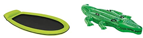 Intex 58836EU Mesh Mat - Aufblasbarer Wasserhängematte - 178 x 94 cm - Farblich Sortiert & Giant Gator Ride-On - Aufblasbarer Reittier - 203 x 114 cm