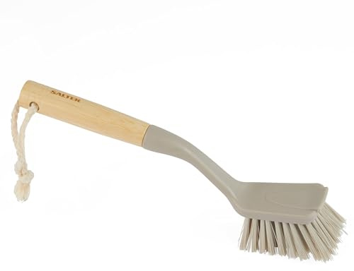 Salter LASAL71397WEU7 Dish Scrubbing Brush - Removes Tough Grime From Plates, Pans & Baking Trays, Strong & Durable Bristles, Made From Recycled Plastic, FSC Bamboo Handle, Warm Harmony Collection