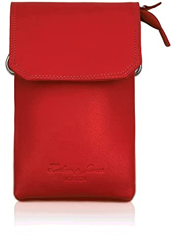 Hudson & James Genuine Leather Phone Bag, Real Leather Phone Purse, Small Mobile Phone Ladies Cross Body Shoulder Bag Wallet for Women with Adjustable Detachable Strap