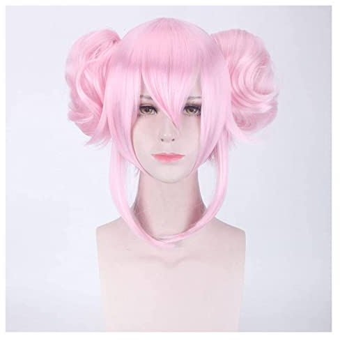 WELLHY Cosplay Perücke Fate Grand Order Wig Koyanskaya Tamamo no Mae FGO Cosplay Pink Buns Servent Lancer Role Playing Synthetic Hair Tamamo no Mae for Coser