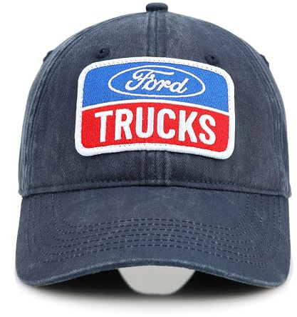 Ford Trucks Logo Embroidered Patch Premium Chino Low Profile Twill Hat | Baseball Cap for Men Navy