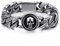 COOLSTEELANDBEYOND Uomo Donna Acciaio Inossidabile Motivo Chiave Greco Barbozzale Bracciale con Cerchio di Cranio, Gotico Biker