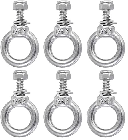 M METERXITY 6 Set Maschinen Hebeschulter Ringschraube Zaunleuchter M4 | Hebebolzen, Edelstahl, Mit Muttern Sicherungsscheiben Flache Unterlegscheibes Drahtseile, Auftragen