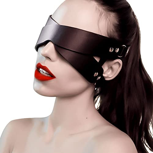 SUPKTHDY BDSM Maske Gekreuzte Augenmaske PU Leder Augenbinde Augenmaske SM Fetisch Bondage Maske Erotik Halbgesichts Maske für Paare Cosplay Maske Fesseln Sexspielzeug