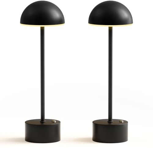 tomons LED Tischlampe Dimmbare Kabellose，2 Stück LED Nachttischlampe mit Touch, 2er Set Akku Leselampe, Tischleuchte für Garten, Esstisch, Schlafzimmer und Studium
