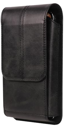 Handy Gürteltasche Leder Schwarz, Vertikal Bauchtasche Handy, 6.9 Männer Klein Handytasche mit Clip Universal Leder Smartphone Hüfttasche Gürtel Hülle Telefontasche Geldbörse mit Kartenhalter