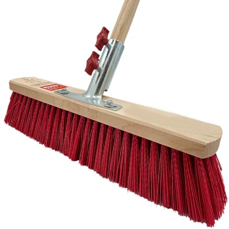 Peggy Perfect Straßenbesen, Saalbesen 40cm mit 1,50m langem, Ø2,8cm Holzstiel. Premium Elastonborsten - robust & nassfest. Patentiertes Stielhaltesystem „Schraubfix Plus“.