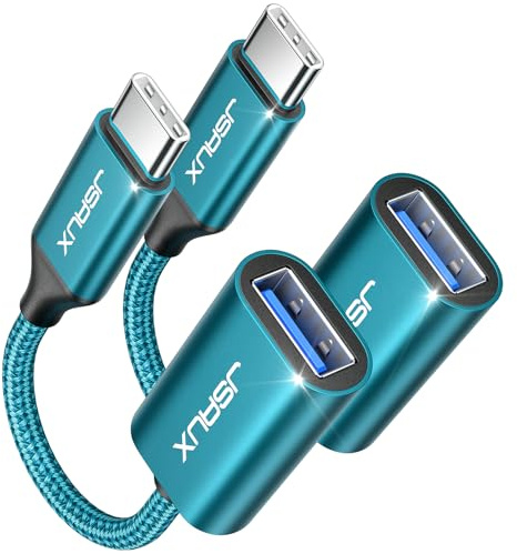 JSAUX USB C auf USB 3.1 Adapter [2 Pack] OTG Typ C Adapter Kabel Kompatibel mit Samsung Galaxy S20 S10 S9 Plus Note 10 A5 2017,Huawei P30 P20 Lite Mate 30 20 Pro,MacBook Pro 2018/2017/Air 2018-Grün