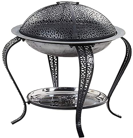 Braciere con ripiano per barbecue, braciere per barbecue, riscaldatore, braciere per il ghiaccio, braciere in metallo per giardino, patio, copertura parascintille per esterni Braciere da esterno