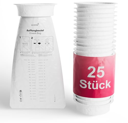 Spuckbeutel 2000 ml (25 Stück) - Kotzbeutel mit Ring | Kotztüten für Auto & Kinder - Praktische Spucktüten für Reisen & Notfälle - Robuste Brechbeutel für Unterwegs