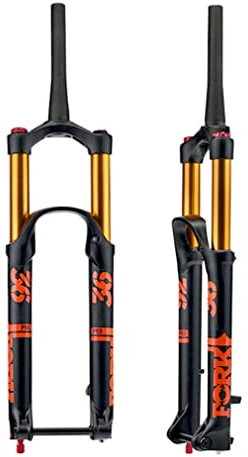26/27.5/29'' DH MTB Air Fork Downhill Mountain Bike Suspension Fork Travel 140mm Rebound Adjust Thru Axle Front Fork Tapered Manual Lockout (Color : Black Gold, Size : 27.5'')