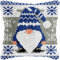 Christmas Blue Gnomes Latch Hook Kits for Adults Kids, Beginners DIY Latch Hook Pillow Kit Pre-Printed Craft Rug Kits Cross-stitch Embroidery Cushion Cover for Home Sofa Decoration 17x17 in. Gift Idea