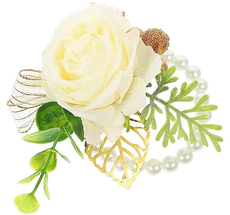 OFFSCH Braut Handgelenk Blütenarmband Aus Kunstblumen Mit Perlen Und Blättern Für Hochzeit Und Festliche Anlässe Elegante Armbinde Für Braut Und Hochzeitsgäste