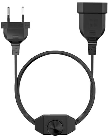 Powice Dimmer LED con interruttore, dimmer per lampade LED, lunghezza 50 cm, interruttore piatto con dimmer per lampade a LED 220-250 V/100 W, max. presa dimmer per lampade a LED (nero)