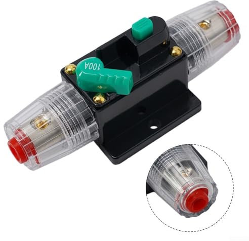 Sicherungshalter für Kfz-Leitungsschutzschalter, 10–100 A, Sicherungshalter, Inline-Sicherungshalter, Inverter-Block mit manuellem Reset (100 A)