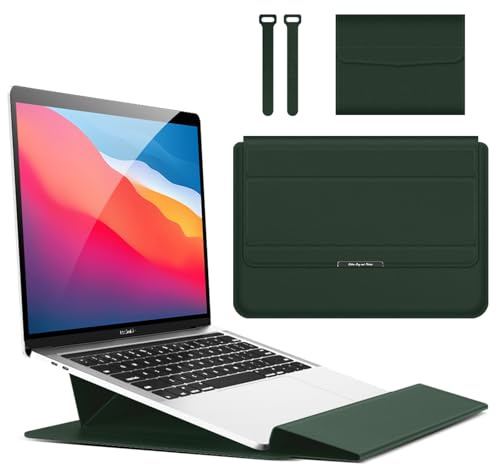 Hinnwer 11 11,6 12 Zoll Laptoptasche Hülle mit Ipad Pro 12.9 MacBook Air M1 2020/Surface/Acer/Asus/Dell/Fujitsu/Lenovo/HP/Samsung/Sony, Wasserabweisend Sleeve Case mit Zubehörtasche Grün